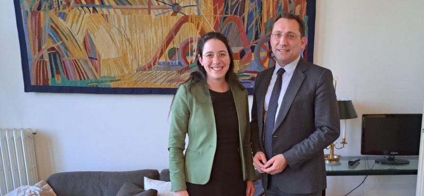 Romina Plonsker mit Alexis Dutertre, dem Europa-Berater von Pr�sident Emanuel Macron